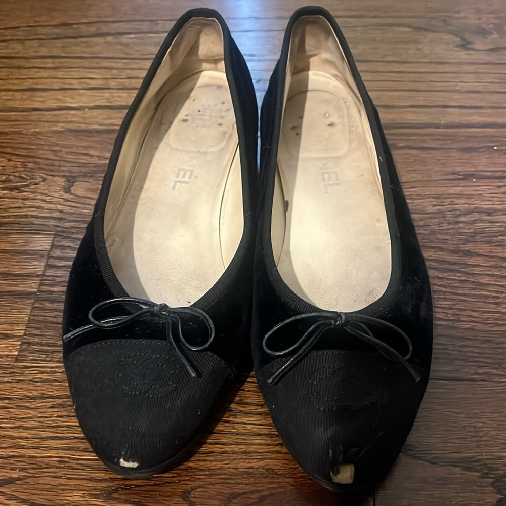 Chanel velvet  ballerina flats
